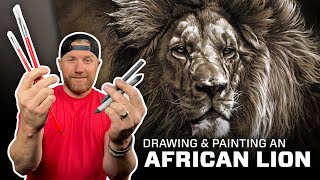 Drawing & Painting an African Lion: Charcoal & Acrylic on Canvas