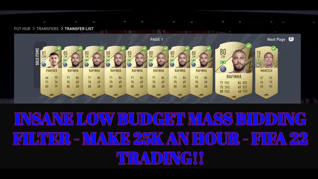 FIFA 22 TRADING TIPS - INSANE LOW BUDGET MASS BIDDING FILTER - MAKE 25K AN HOUR - FIFA 22 TRADING!!