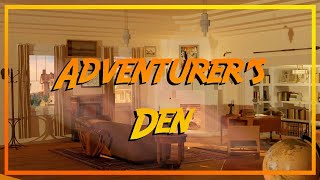 Adventurer's Den ( Indiana Jones inspired ) Ambience. Crackling Fire, Soft Old Music and Broadcast