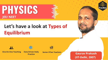 Work Energy and Power: Types of Equilibrium by Gaurav Prakash (IIT Delhi),JEE & NEET Physics