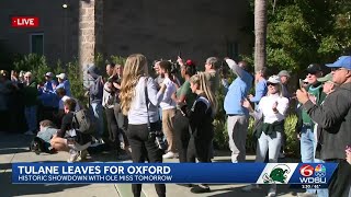 Fans send off Tulane football team as they travel to Oxford for College Football Playoff game