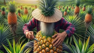 🍍YOU WON'T BELIEVE How Pineapples Are HARVESTED! How to cut Pineapple?