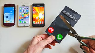 I cut phones with scissors incoming call cardboard iPhone 16