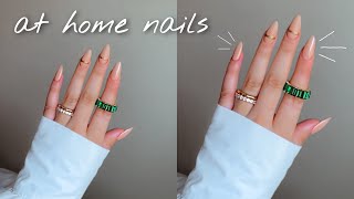 EASY DIY Salon Nails At Home! *no acrylics* 🤍   كيفية تركيب اظافر اصطناعية سهلة وا ‏سريعة جداً