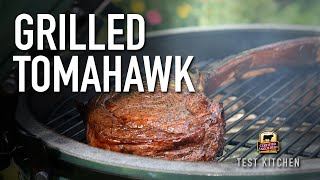 ReverseSear Tomahawk Steak on the Big Green Egg