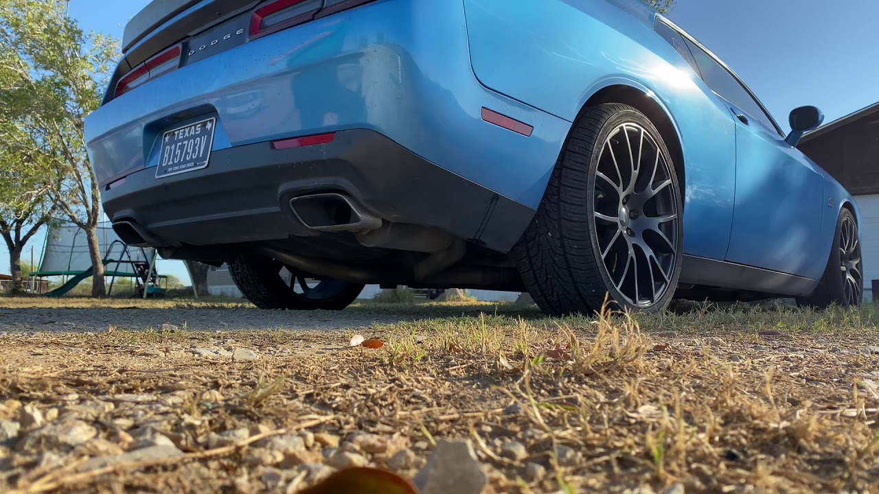 Scat Pack Challenger Cold Start with Mid Muffler Delete YouTube