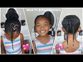 Natural Hair Kids Heart Braid &amp; Bow Bun l Cute Back to School Protective Style!!!