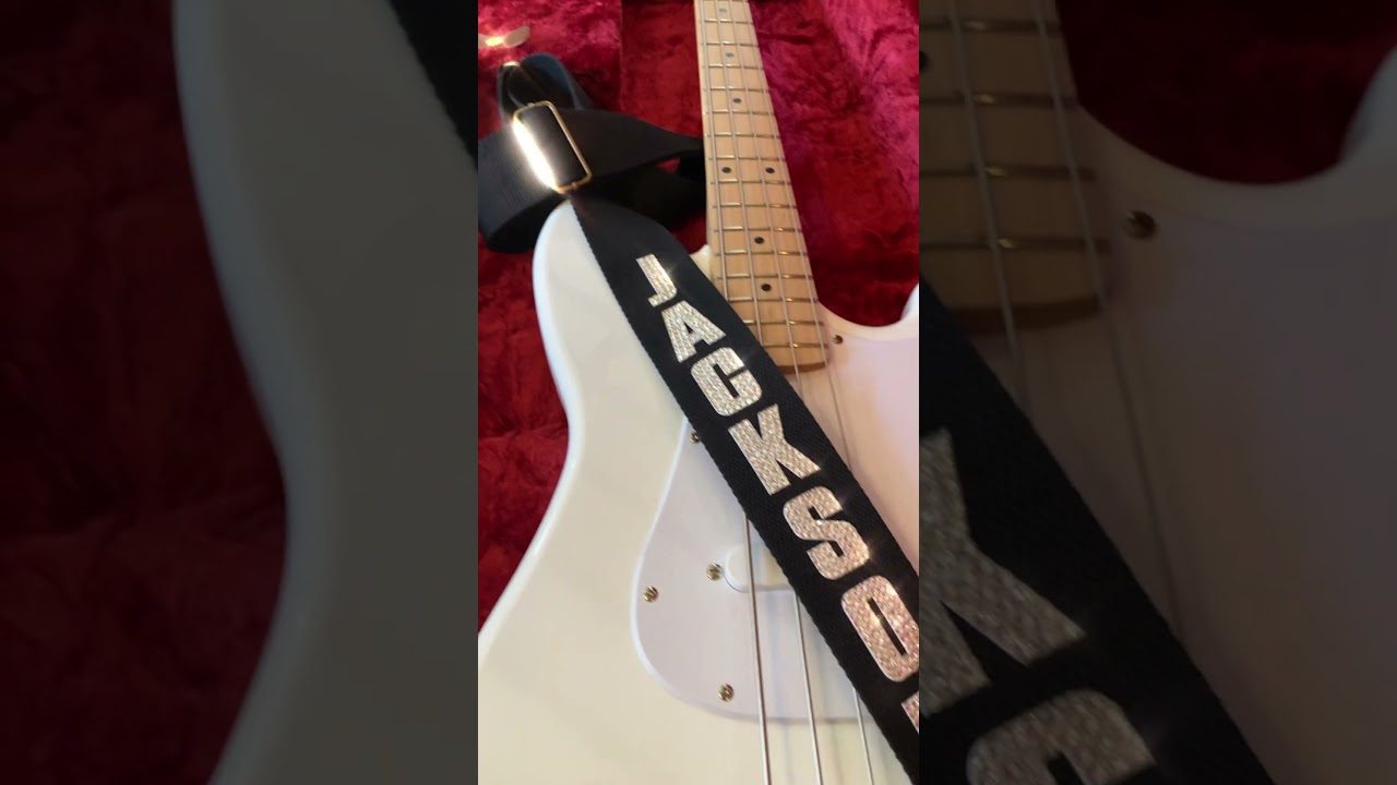 Luxury custom bespoke personalised crystal bling sparkly guitar strap. 
