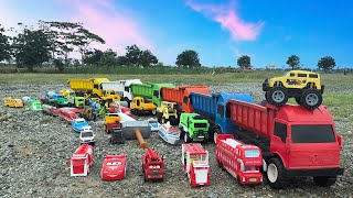 🚓 MANTUL!! Truk Oleng Panjang Muat Bongkar Mainan Mobil Mobilan Bulldozer Truk Molen Mobil Tayo 🚜