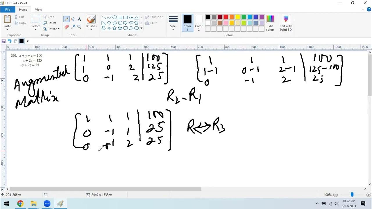 Matrices , Gauss Elimination example - YouTube