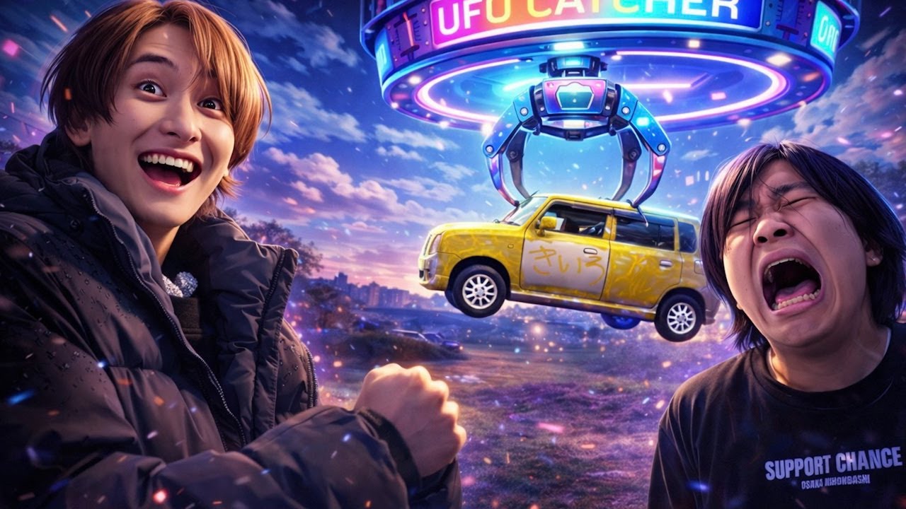 I tried playing UFO catcher in my friend's car - YouTube