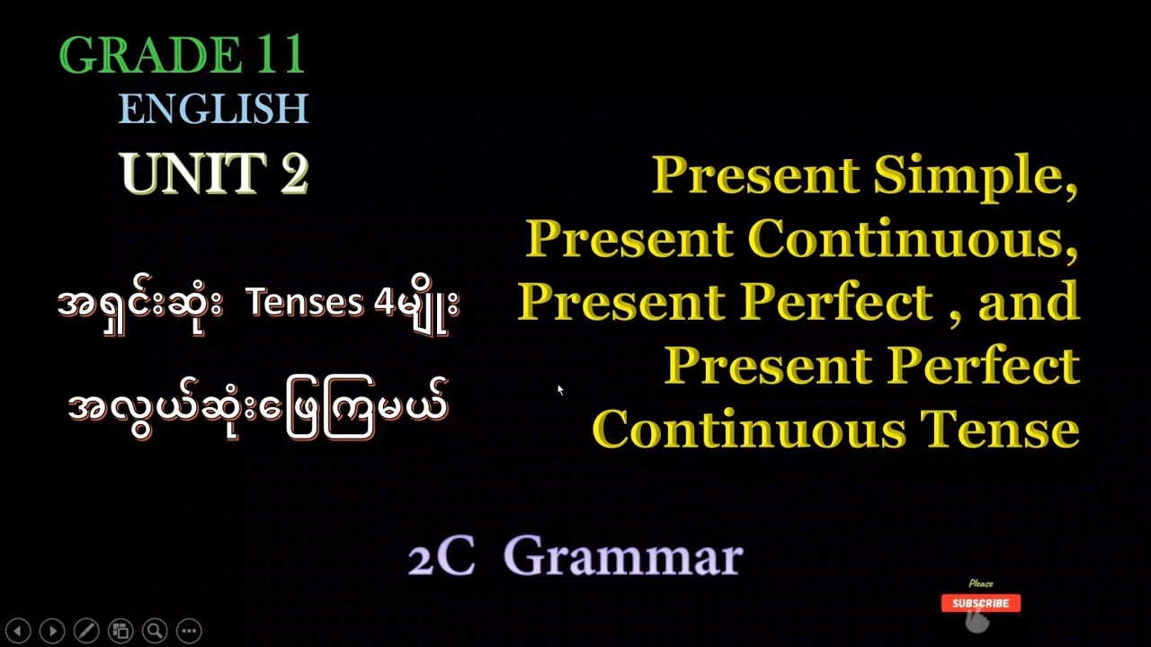 Grade11 English Unit 2 Grammar Tenses 4မျိုး