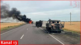 Download lagu New footage shows Ukrainian ‘Hornet’ drones hitting Russian military transport in rear areas