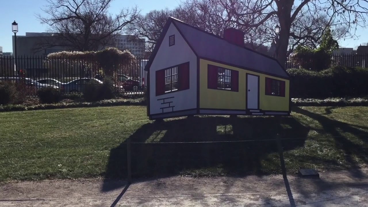 3D House Optical Illusion at Sculpture Garden, Washington DC USA