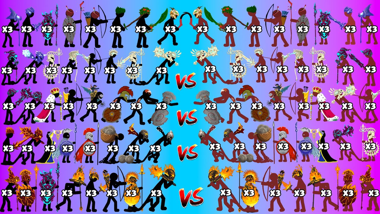 3Vs3 BLACK VS RED All Skins Units Army | Stick War Legacy - Who Will Win?