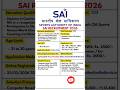 SAI Recruitment 2026 | New Vacancy 2026
