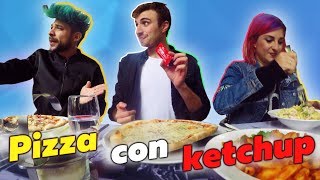 How to eat Italian food? Pizza with ketchup, Pizza rolls aka Pizza burrito, spicy oil challenge