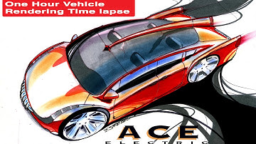 Marker Pen and Pastel on Velum Car Vehicle Sketch Rendering