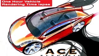 Marker Pen and Pastel on Velum Car Vehicle Sketch Rendering