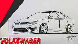 Como DIBUJAR UN Volkswagen Jetta PASO A PASO