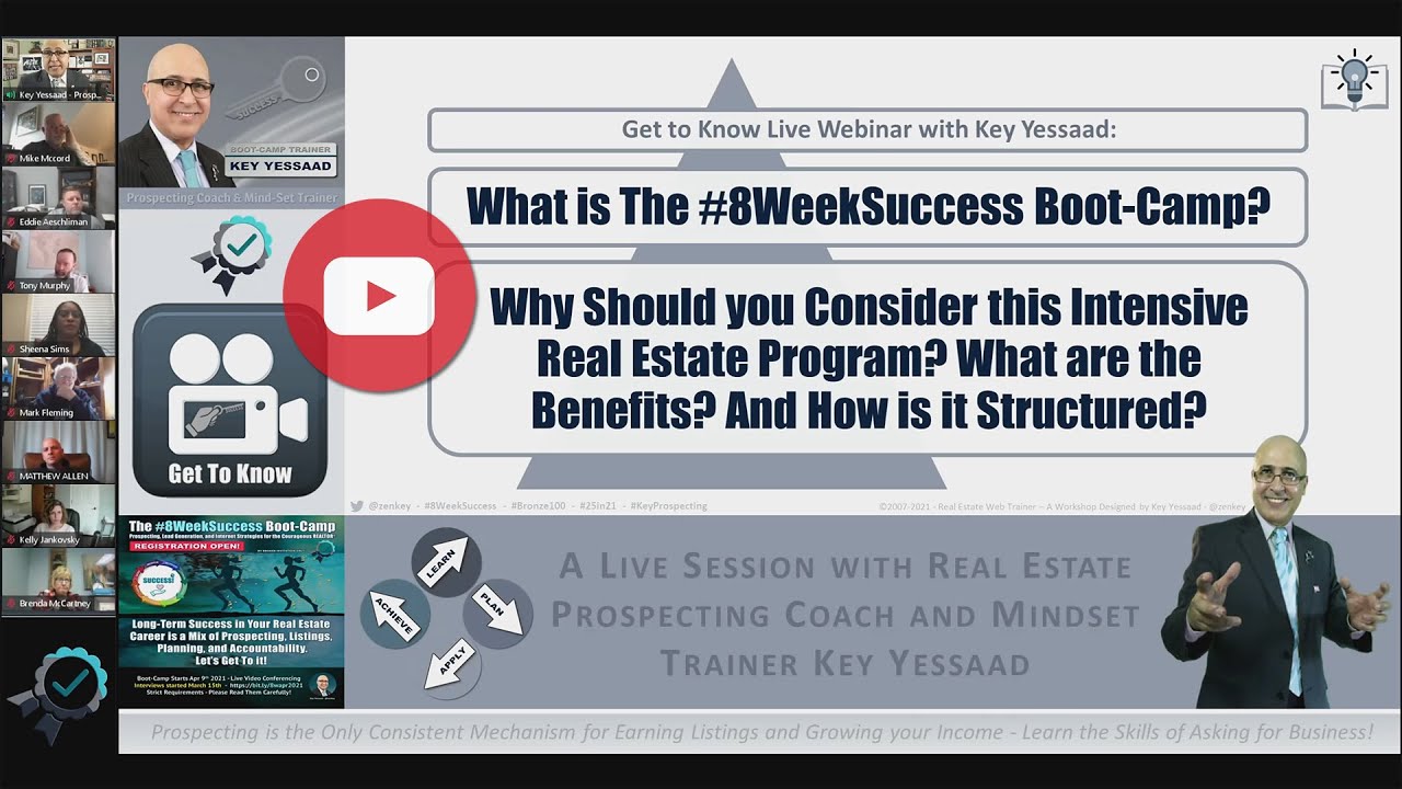 Recorded Get to Know inar about the AprMay 2021 8WeekSuccess Real
