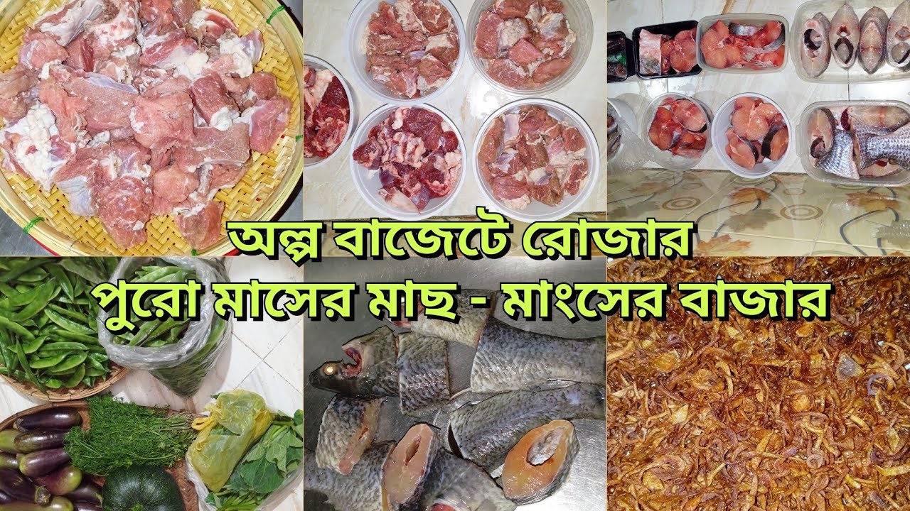 অল্প আয়ে সুখের সংসারের রোজার পুরো মাসের মাছ-মাংসের বাজার। Low budget Ramadan shopping 🛍️