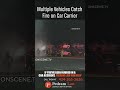 Multiple Vehicles Catch Fire on Car Carrier