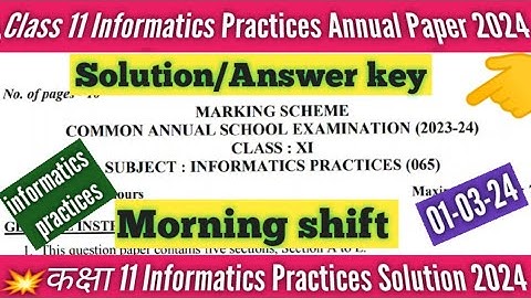 class 11 informatics practices answer key morning shift/annual exam 2024/informatic practices answer