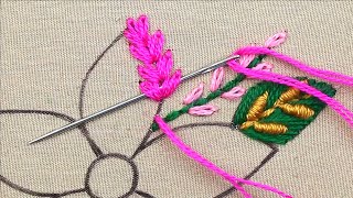 very creative and gorgeous needle point art colorful flower embroidery design | simple stitch flower