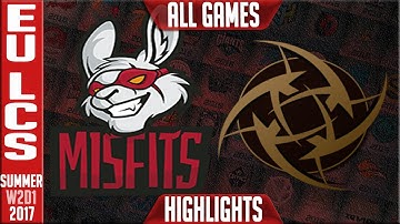 Misfits vs Ninjas in Pyjamas FULL SERIES Highlights | EU LCS W2D1 Summer 2017 | MF vs NIP