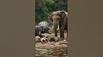 Elephant fends off deadly crocodile to save its baby 🐘🐊 | viral video #wildlife #animalrescue #viral