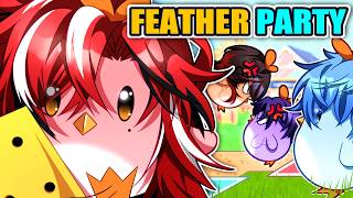 4 VTUBER EOS JADI AYAM WARNA-WARNI - Feather Party