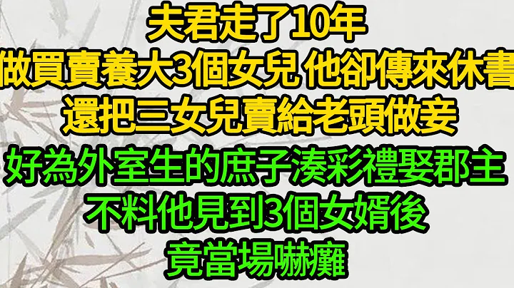 夫君走了10年，我做买卖养大3个女儿，他却传来休书 还把三女儿卖给老头做妾，好为外室生的庶子凑彩礼娶郡主，不料他见到3个女婿后，竟当场吓瘫 - 天天要闻