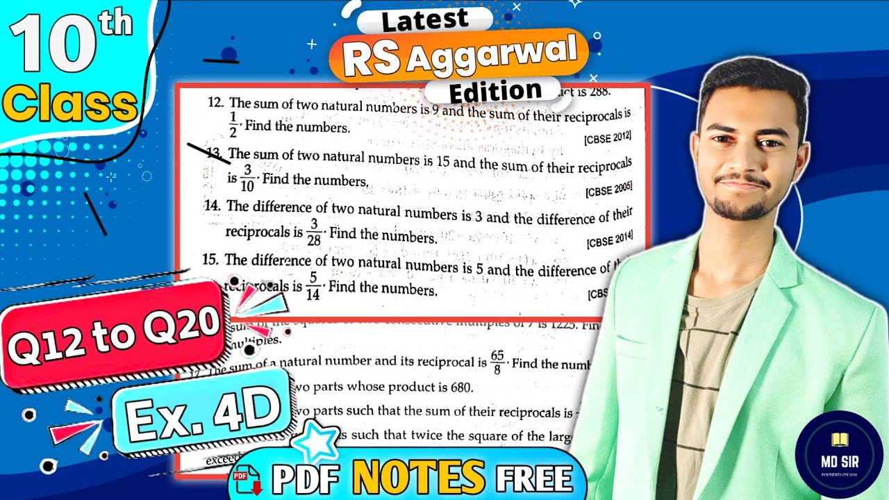 Rs Aggarwal Quadratic Equations Class 10