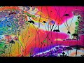 Lively Neon Garden ~ Acrylic Pouring Flop Cup ~ Fiona&#39;s Art Lab