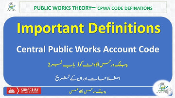 Definitions of Public Works Account Code PIPFA Online