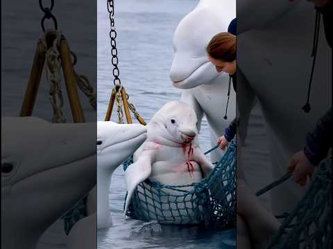 MOTHERLY LOVE Is This Beluga Whale Crying Over Her Calf