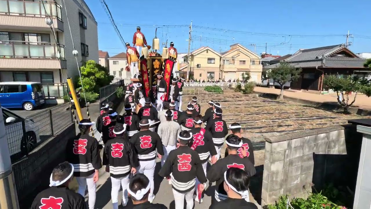 令和6年大西小路乙樋曳行〜３小路パレード岡山町の意地と意地のぶつかり合い！！#山直地区#岸和田十月祭禮地区#大西小路#だんじり 
