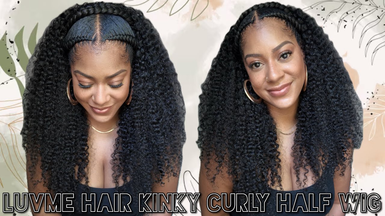 LuvMe Hair 3-in-1 Kinky Curly Half Wig Review | Easy Vacation Hairstyle + Halo Braid Install