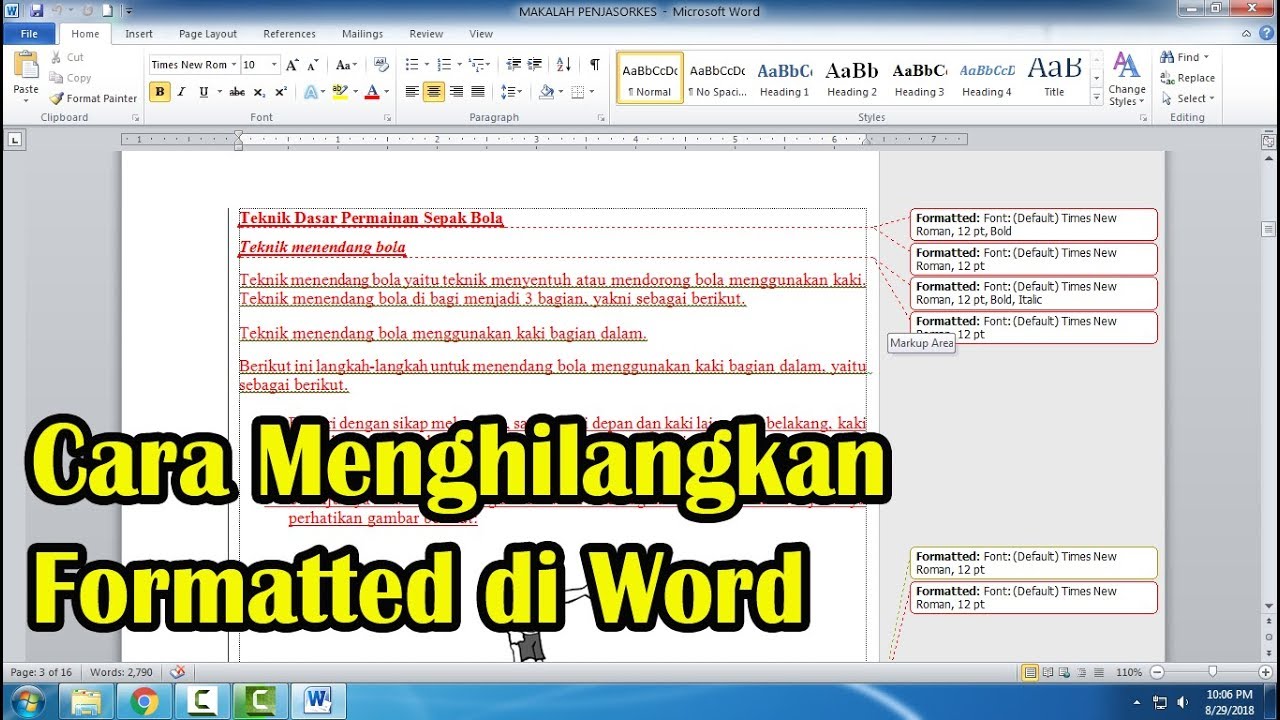  Cara  Menghilangkan Formatted di  Word  yang Muncul Tiba tiba 