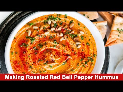 How To Make Roasted Red Bell Pepper Hummus || Spiced Red Pepper Hummus
