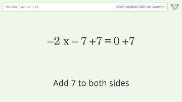 Solve 5x-7=7x: Linear Equation Video Solution | Tiger Algebra