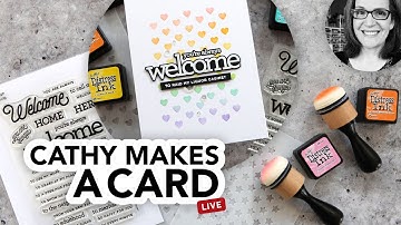 🔴  Live Replay: Cathy Makes a Card: Dry Embossing, Ink Blending Two Ways + Stencils