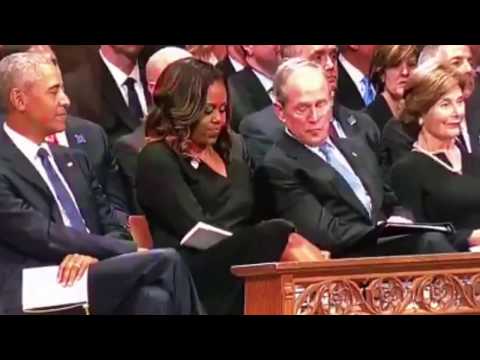 George W. Bush Slipped a Piece of Candy to Michelle Obama at McCain's Funeral