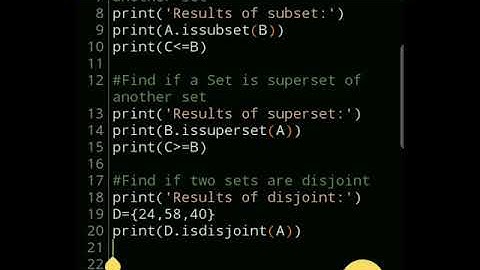 #Basic #Operations on #Sets PART-2 #issubset( ) #issuperset( ) #isdisjoint( ) #Python