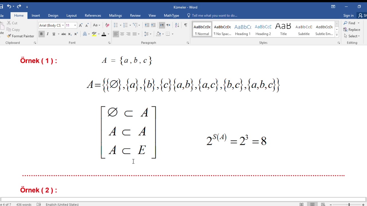 الدرس الثاني في الرياضيات لمنهاج التاسع التركي ( البحث الثاني ) المجموعات