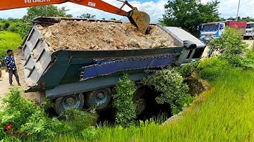 Slipper Fall Off Road!! Incredible Dumper 25t Over Soils And Skills Operator Excavator Rescued Full