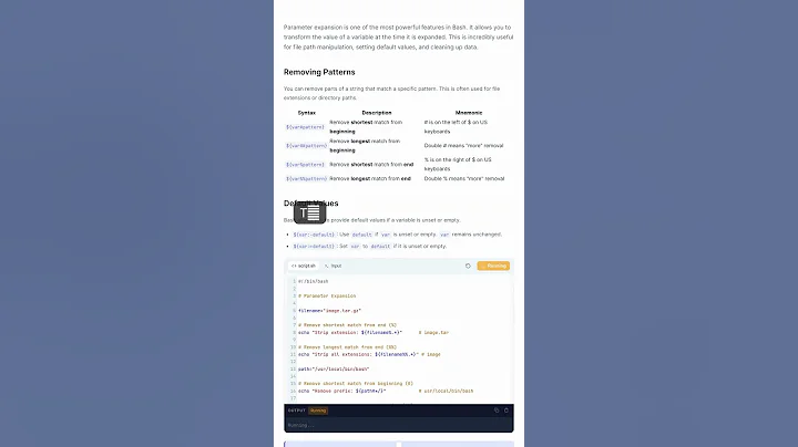 Parameter Expansion - Bash Tutorial | 8gwifi.org — in 30 seconds #Bash #Shell #Linux