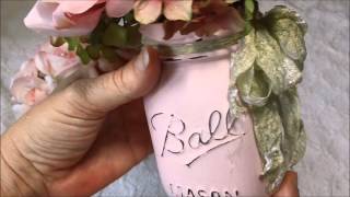 Shabby Chic Painted/Altered Mason Jars