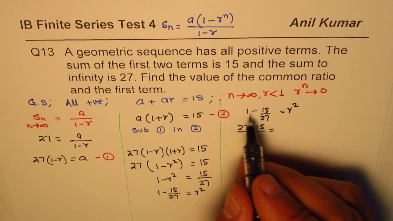 Find Geometric Sequence with Sum of Infinite Terms - YouTube